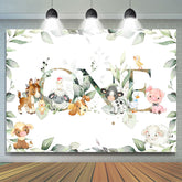 Grün Blätter Und Wenig Tiere 1 Geburtstag Hintergrund